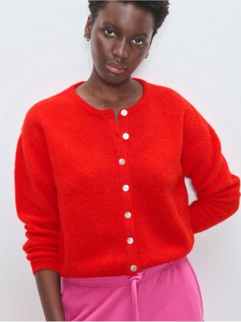 American Vintage- WOMEN'S CARDIGAN VITOW STRAWBERRY Red